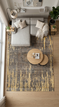 Atelier Hardal Sarısı eskitme desenli halı - salon