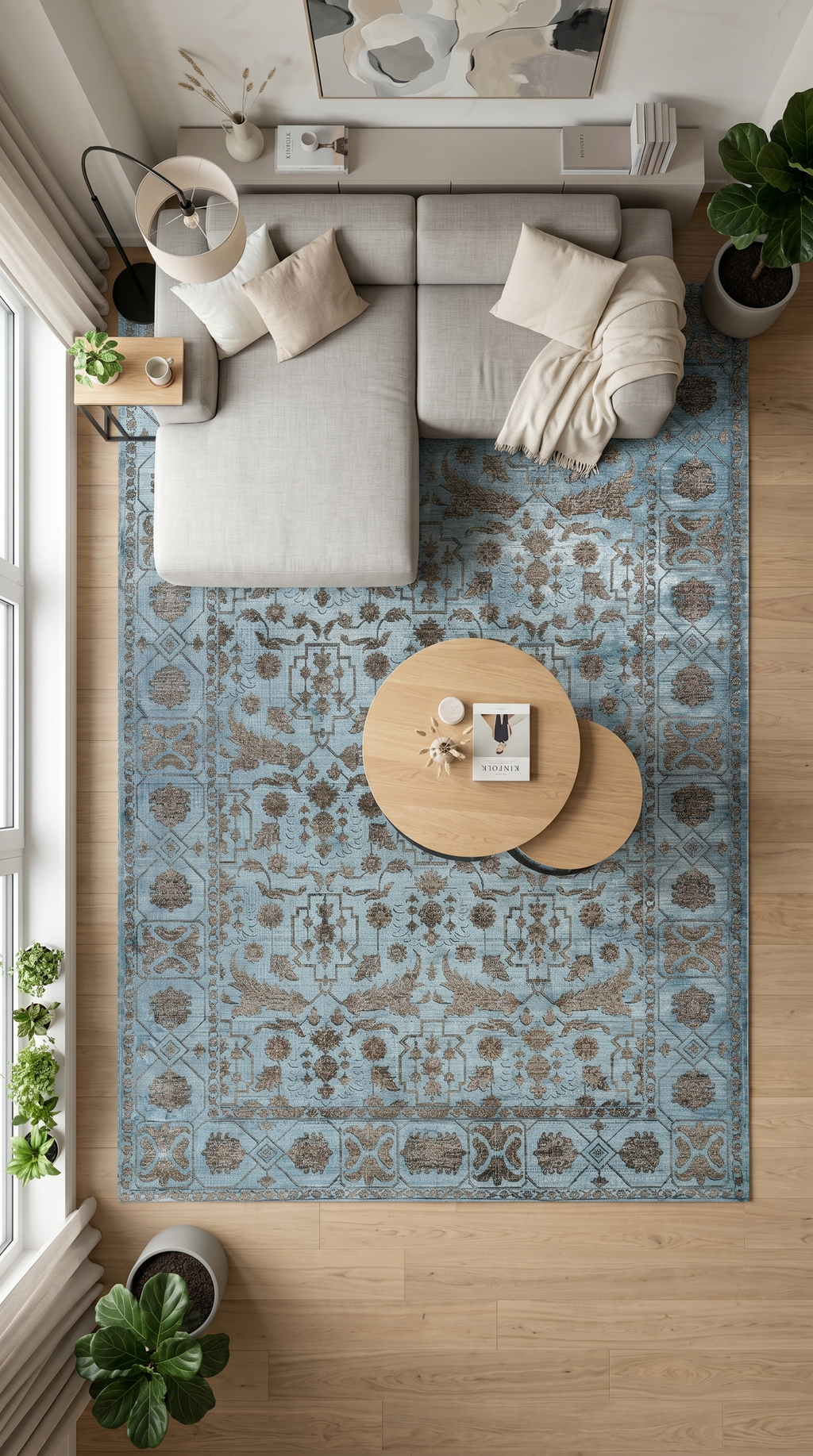 Atelier Mavi vintage desenli halı - salon