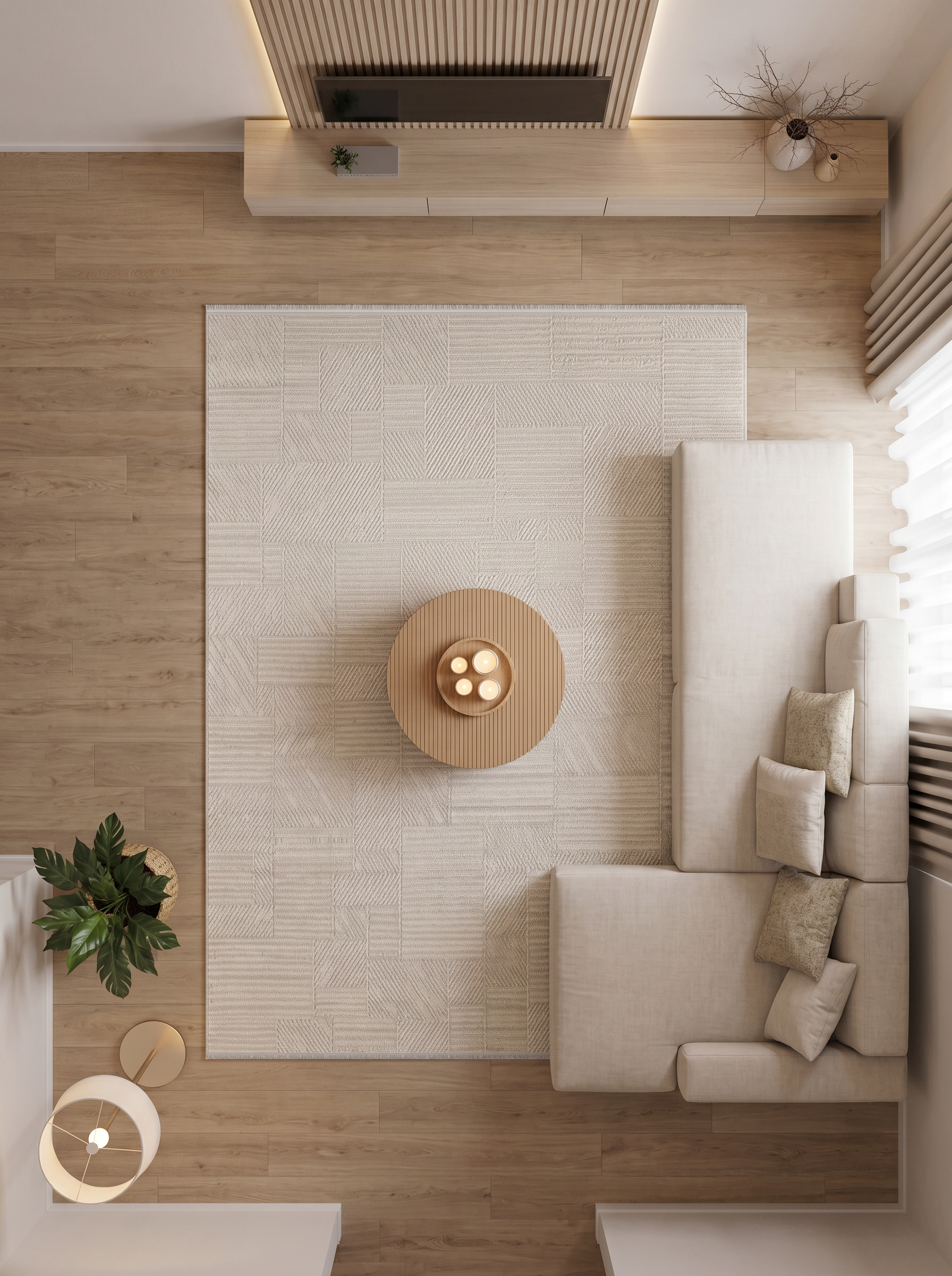 Dalga Krem Dalgalı Desenli Halı
