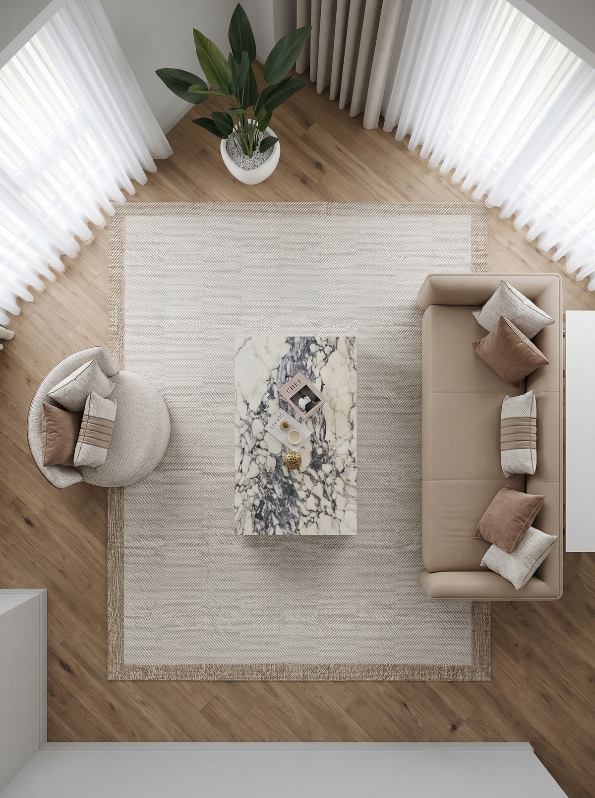 Motif Bej Modern Geometrik Halı