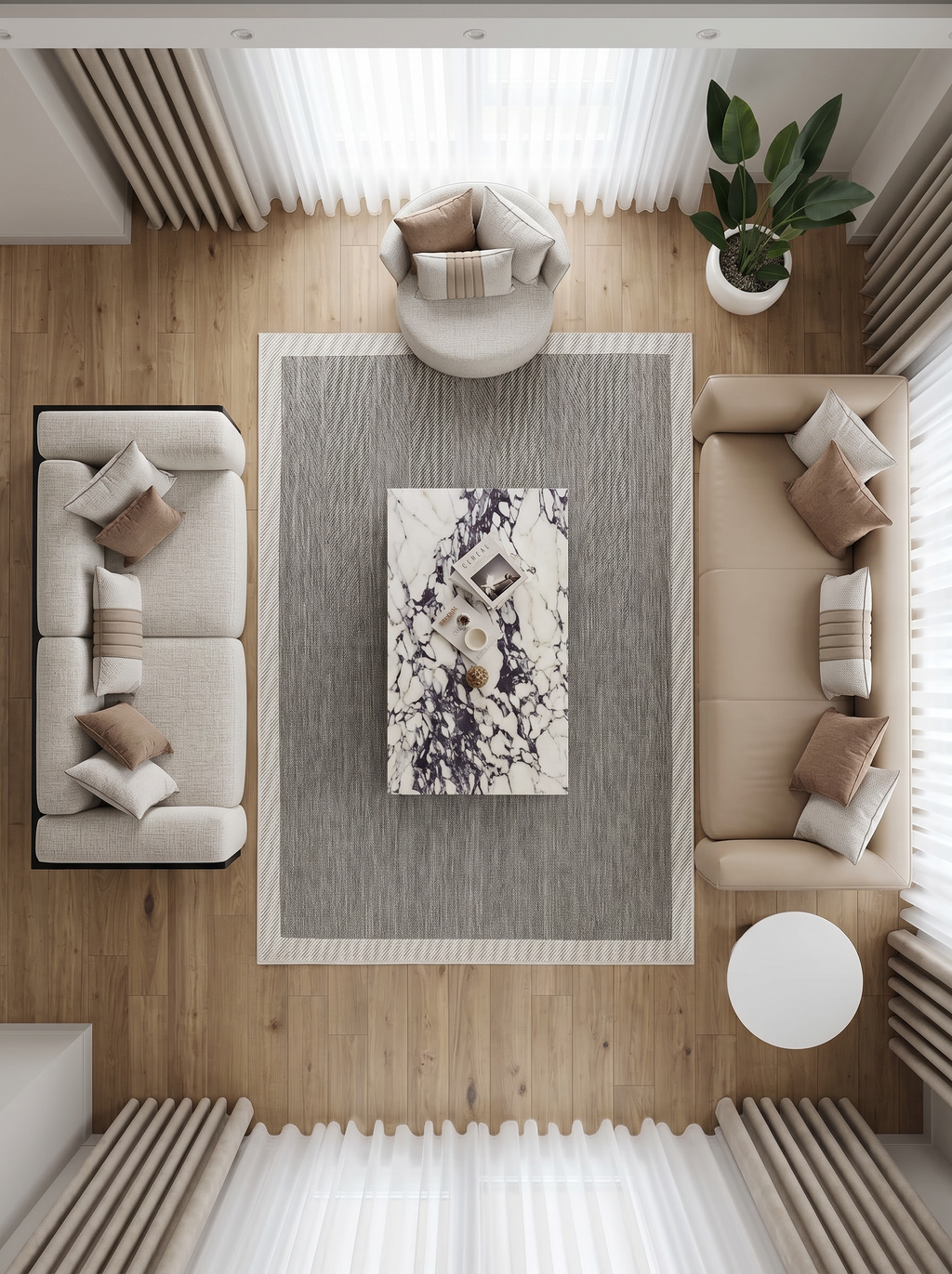 Motif Kahverengi Geometrik Desenli Halı