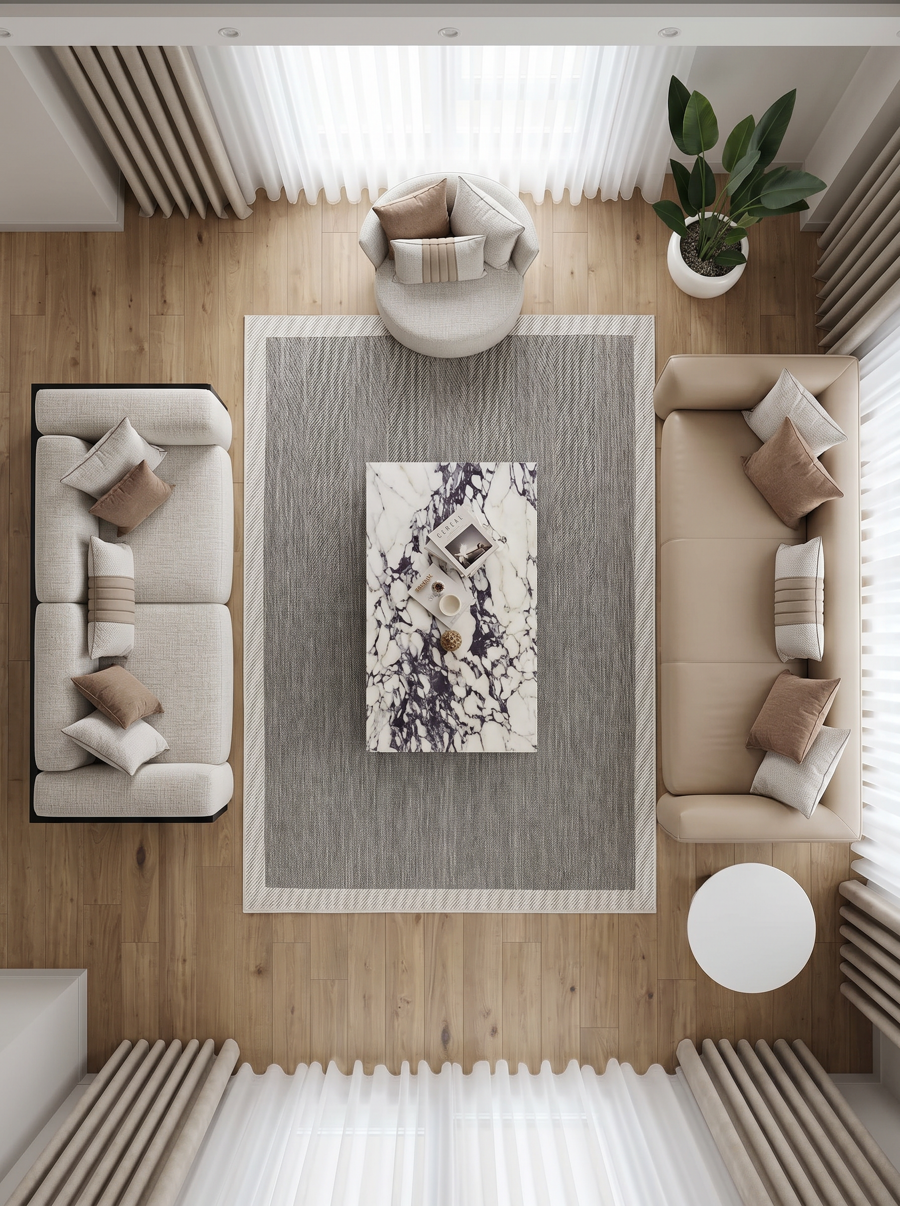 Motif Kahverengi Geometrik Desenli Halı