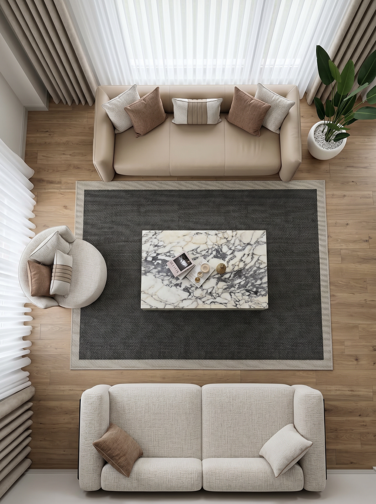 Motif Antrasit Geometrik Desenli Halı