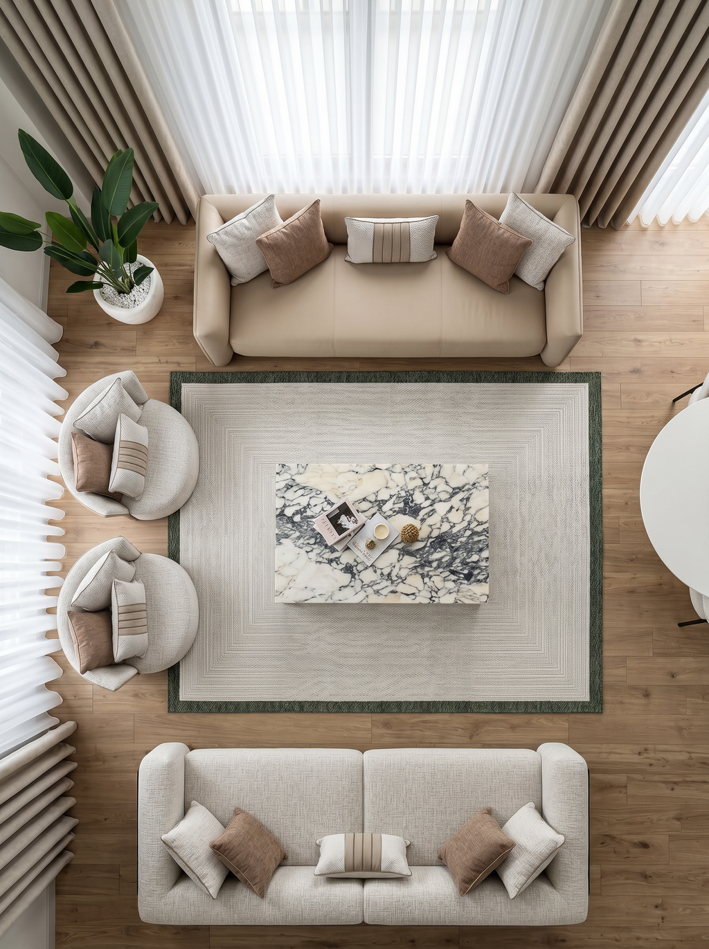 Motif Bej Geometrik Desenli Halı