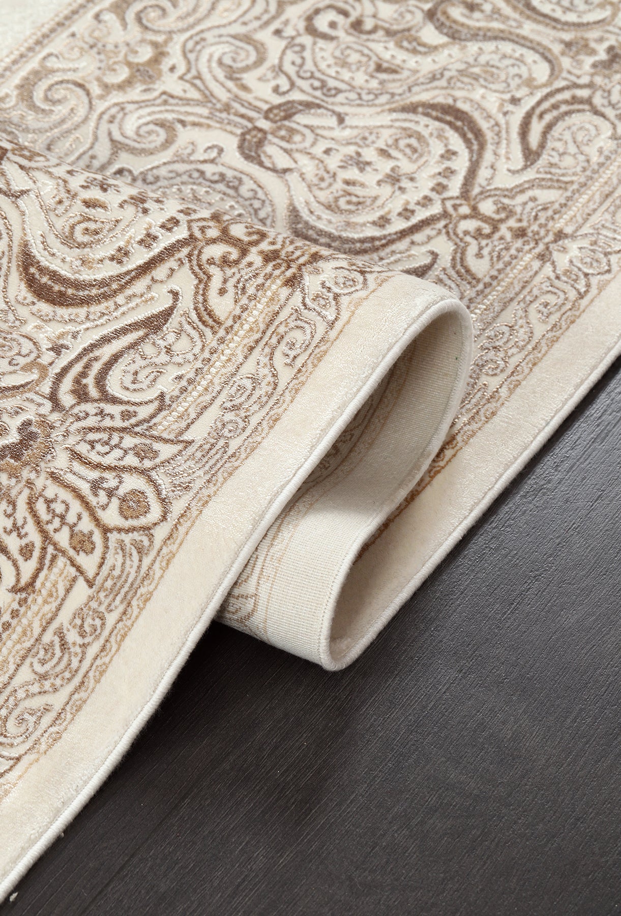 Kristal Koleksiyonu MD012 Krem Kahverengi Yumuşak tüylü Modern Desenli Halı