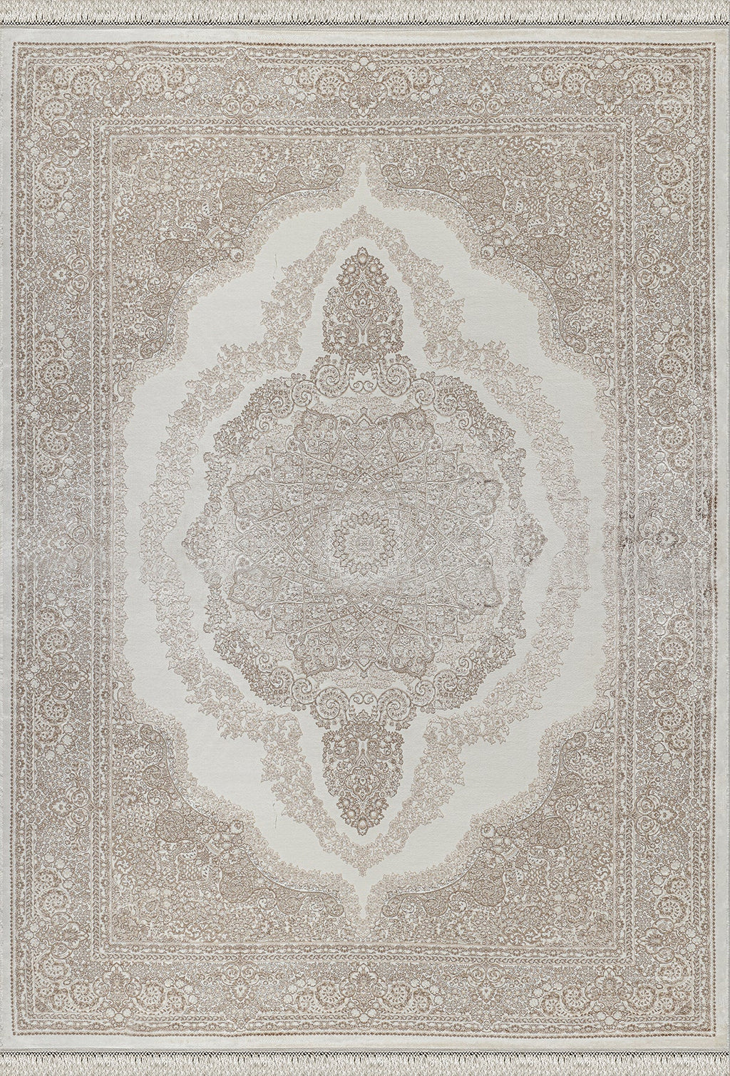 Kristal Koleksiyonu MD013 Krem Kahverengi İpek dokunuşlu Modern Desenli Halı