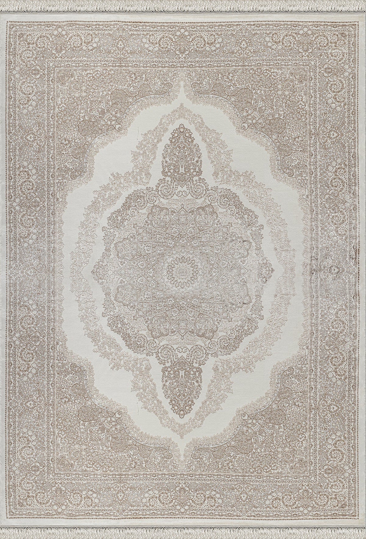 Kristal Koleksiyonu MD013 Krem Kahverengi İpek dokunuşlu Modern Desenli Halı