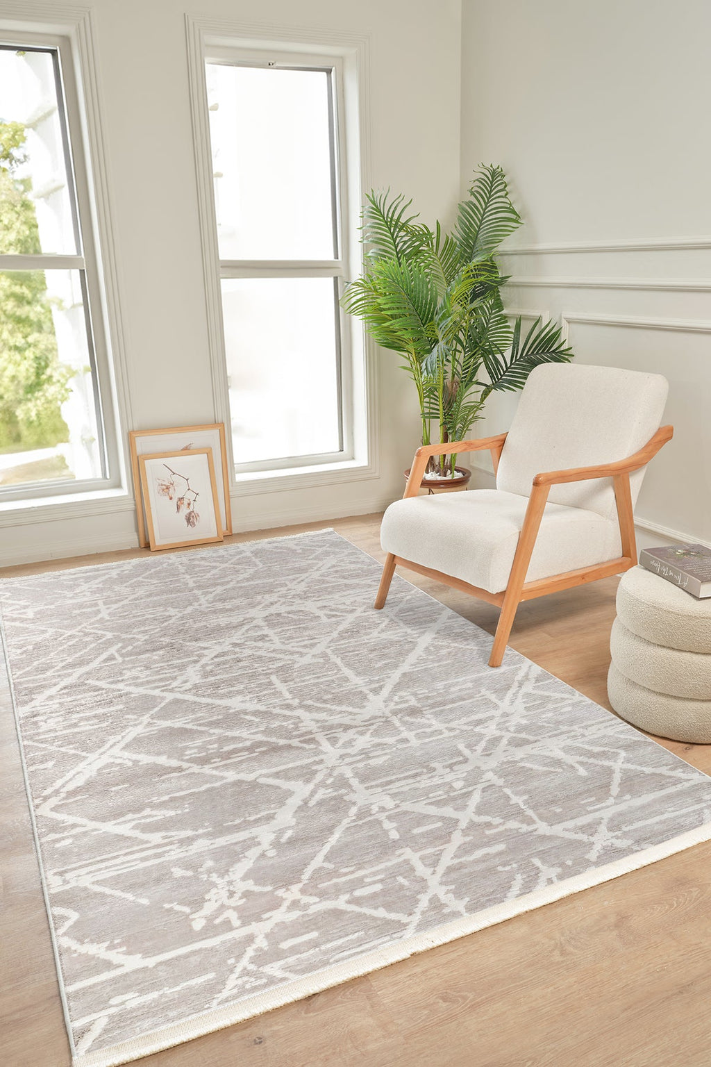 Reyhan Serisi Krem-Kahve Modern Desenli Halısı