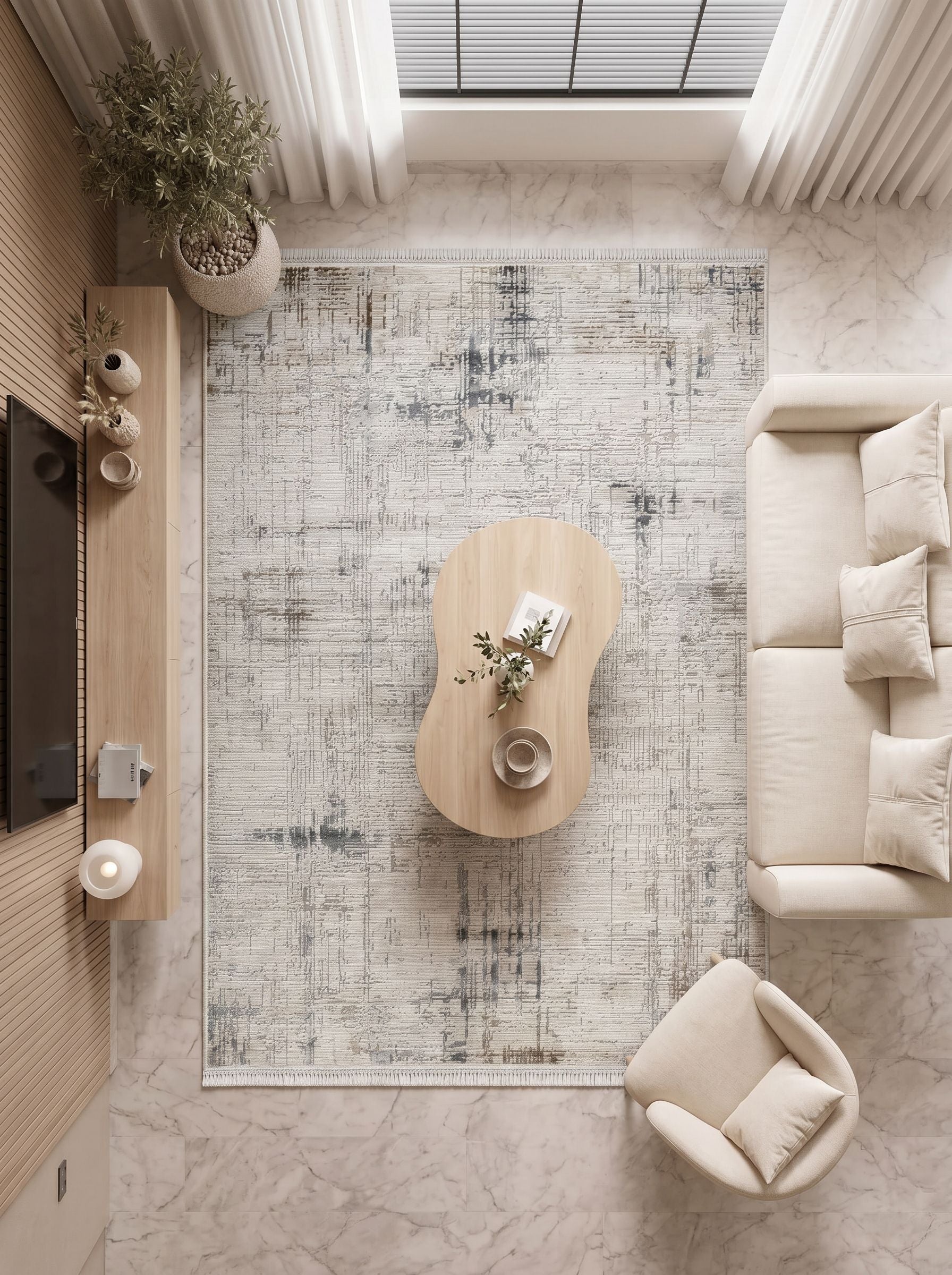 Vaha Krem Kahverengi Modern Halı