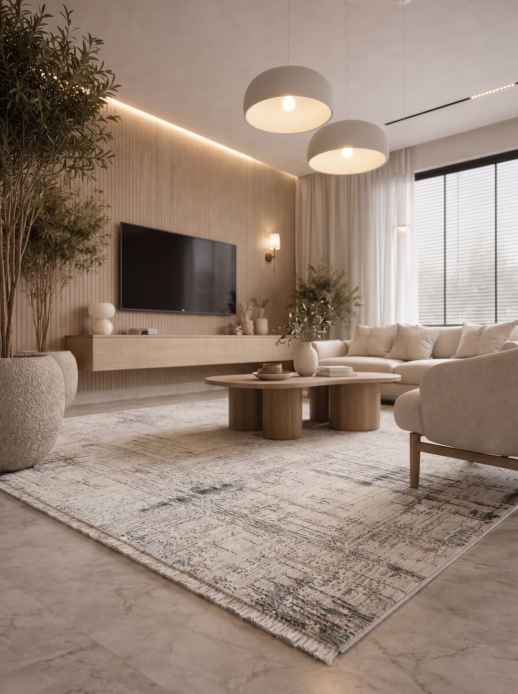 Vaha Krem Kahverengi Modern Halı