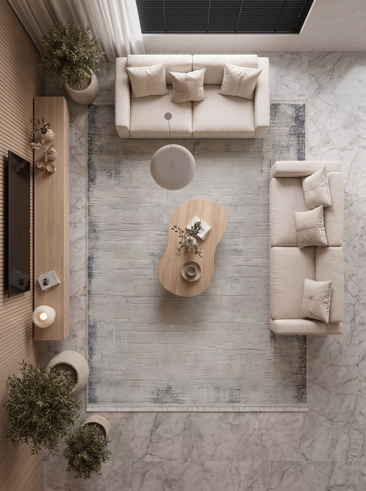 Vaha Krem Gri Modern Halı