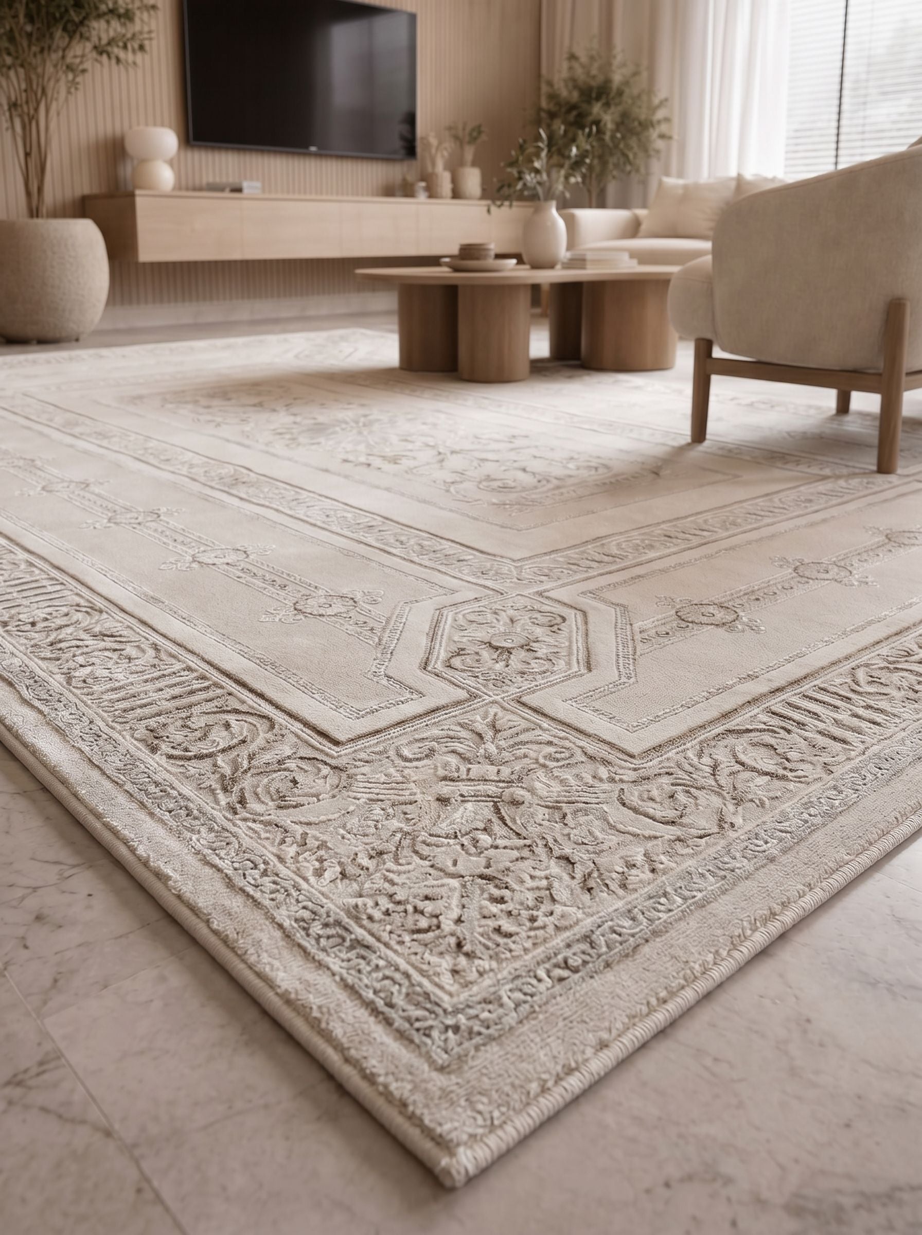 Vaha Sıcak Krem Kahverengi Modern Halı