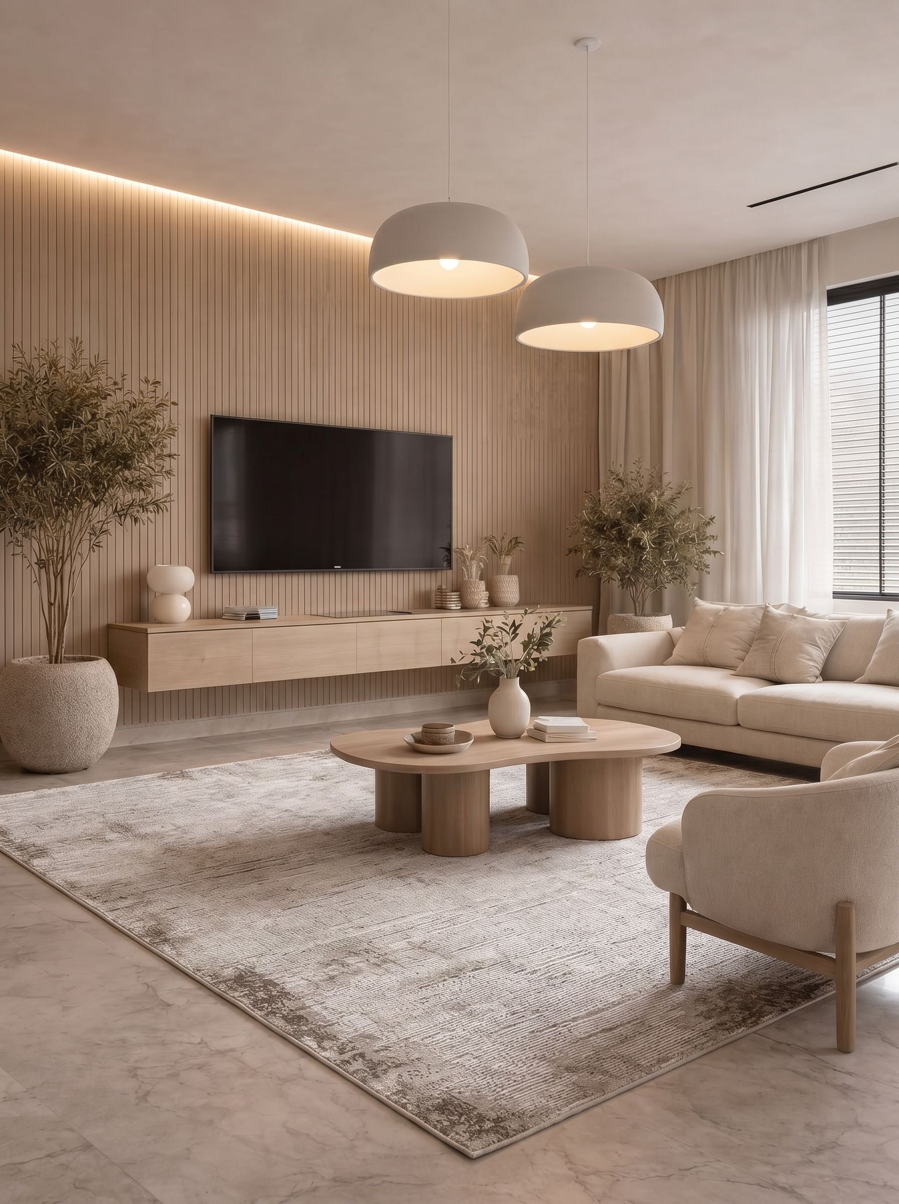 Vaha Rahat Krem Kahverengi Modern Halı