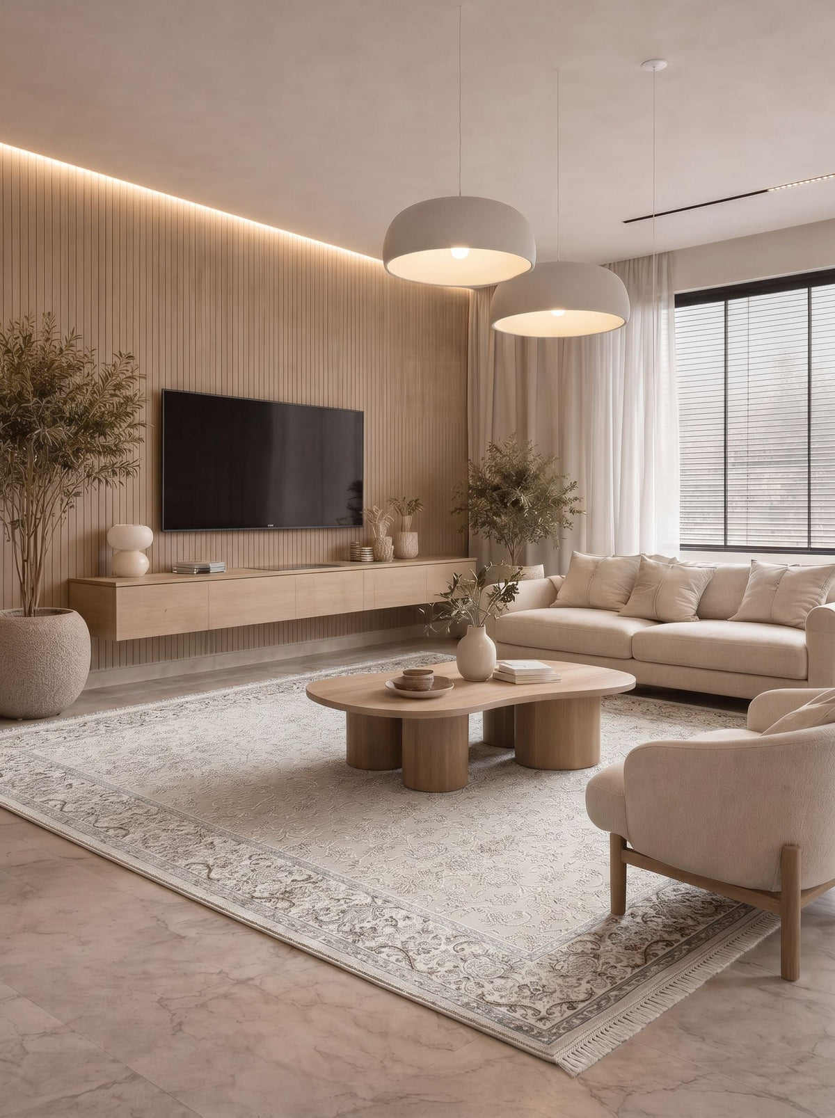 Vaha Zarif Krem Kahverengi Modern Halı