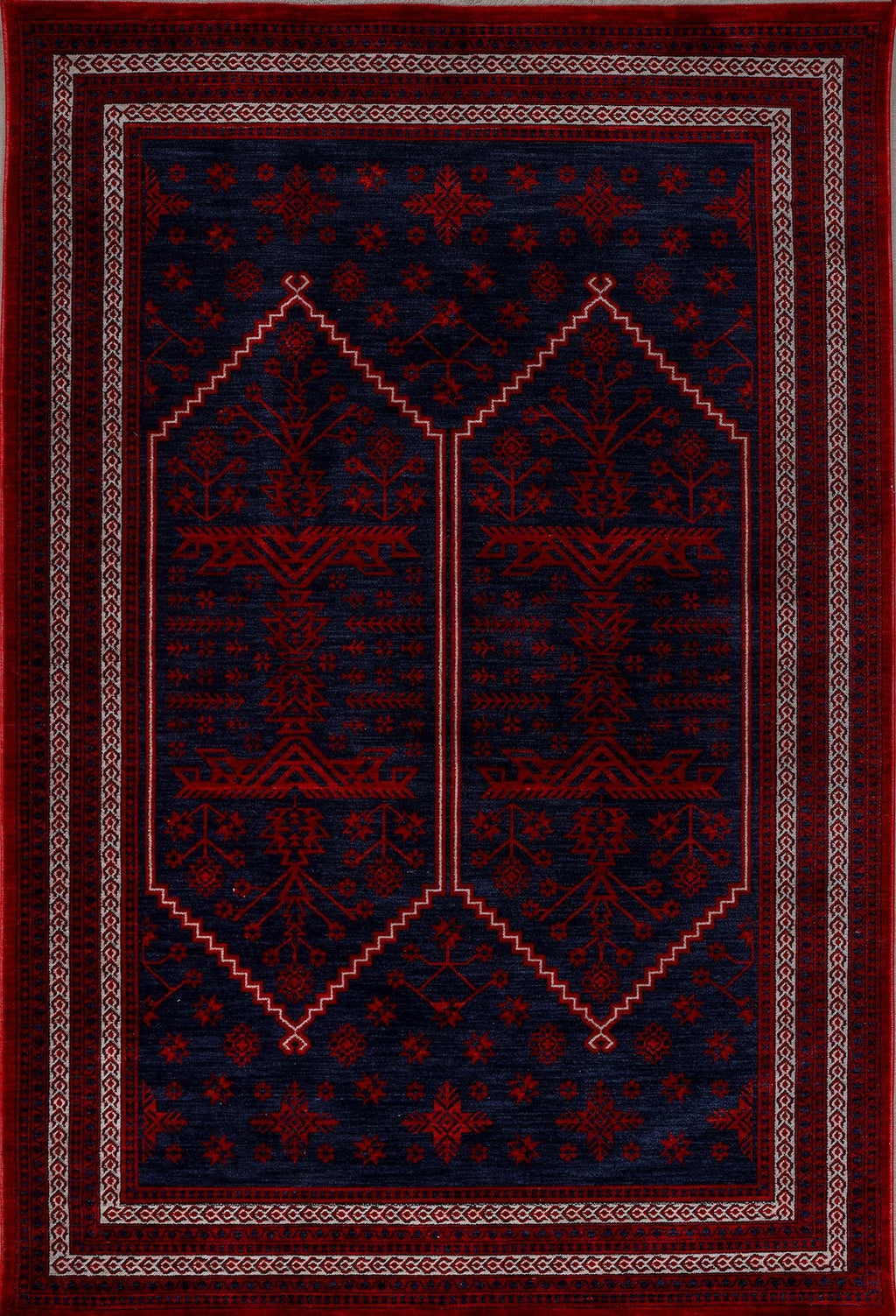 Hanedan Kırmızı Desenli Şık Yatak Odası Halısı