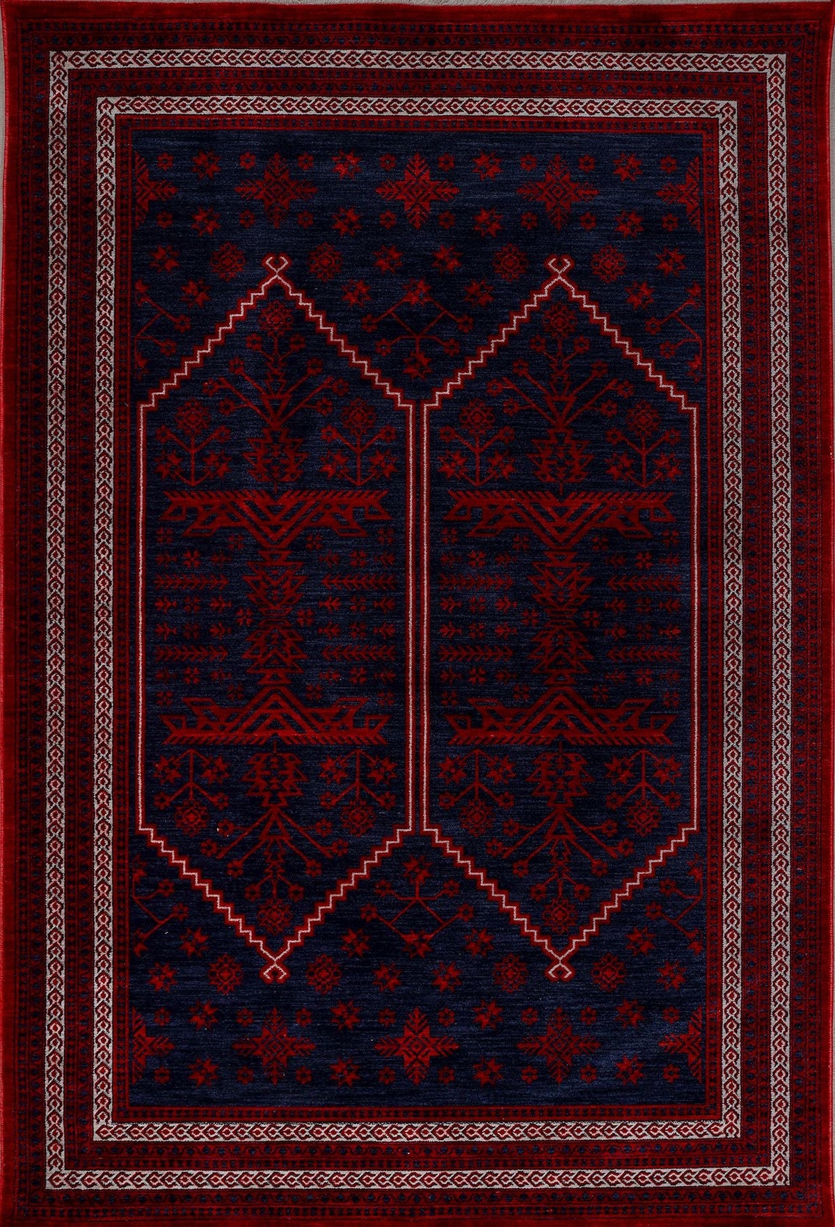 Hanedan Kırmızı Desenli Şık Yatak Odası Halısı