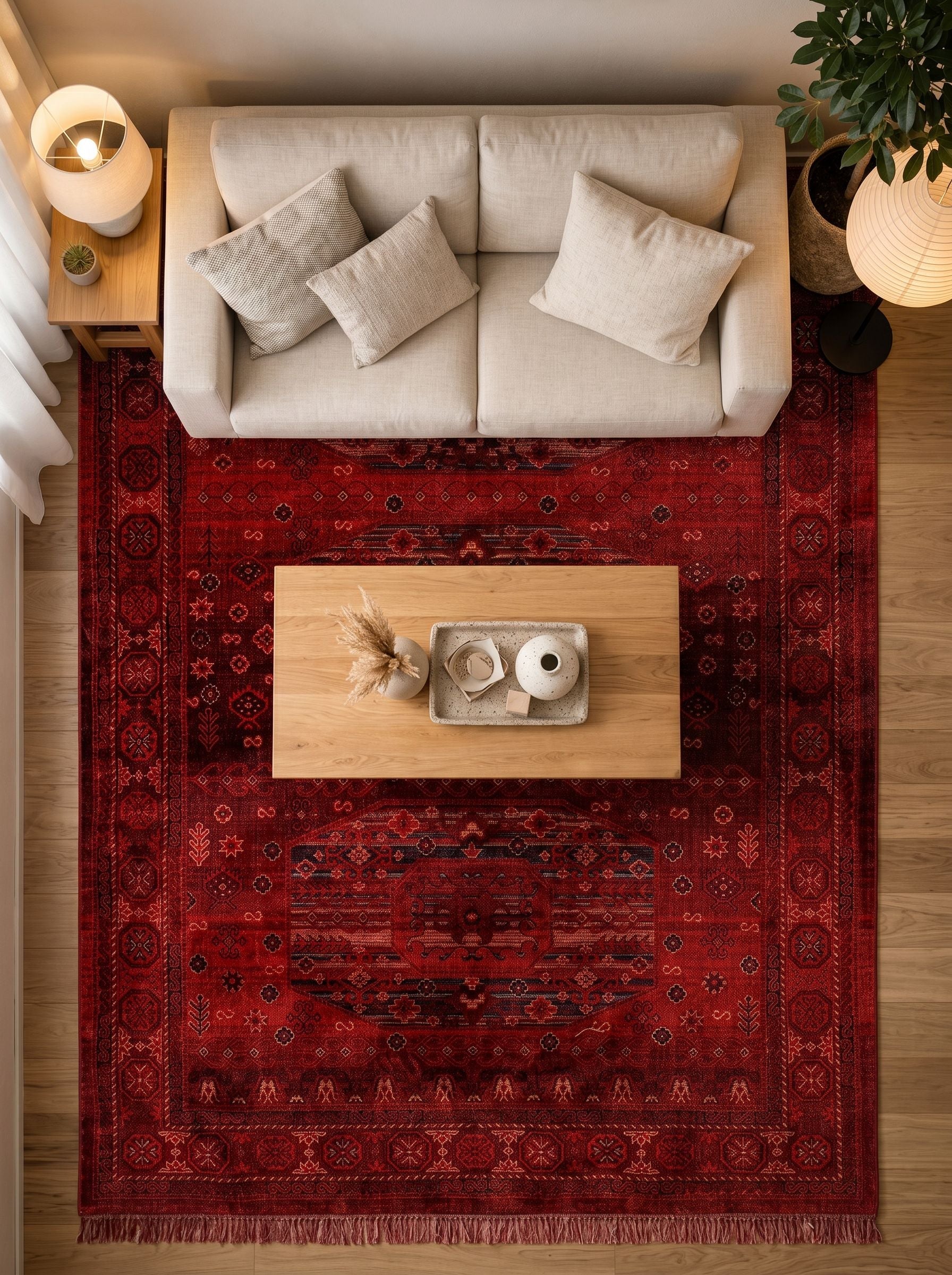 Anadolu Kırmızı Zengin Desenli Halı