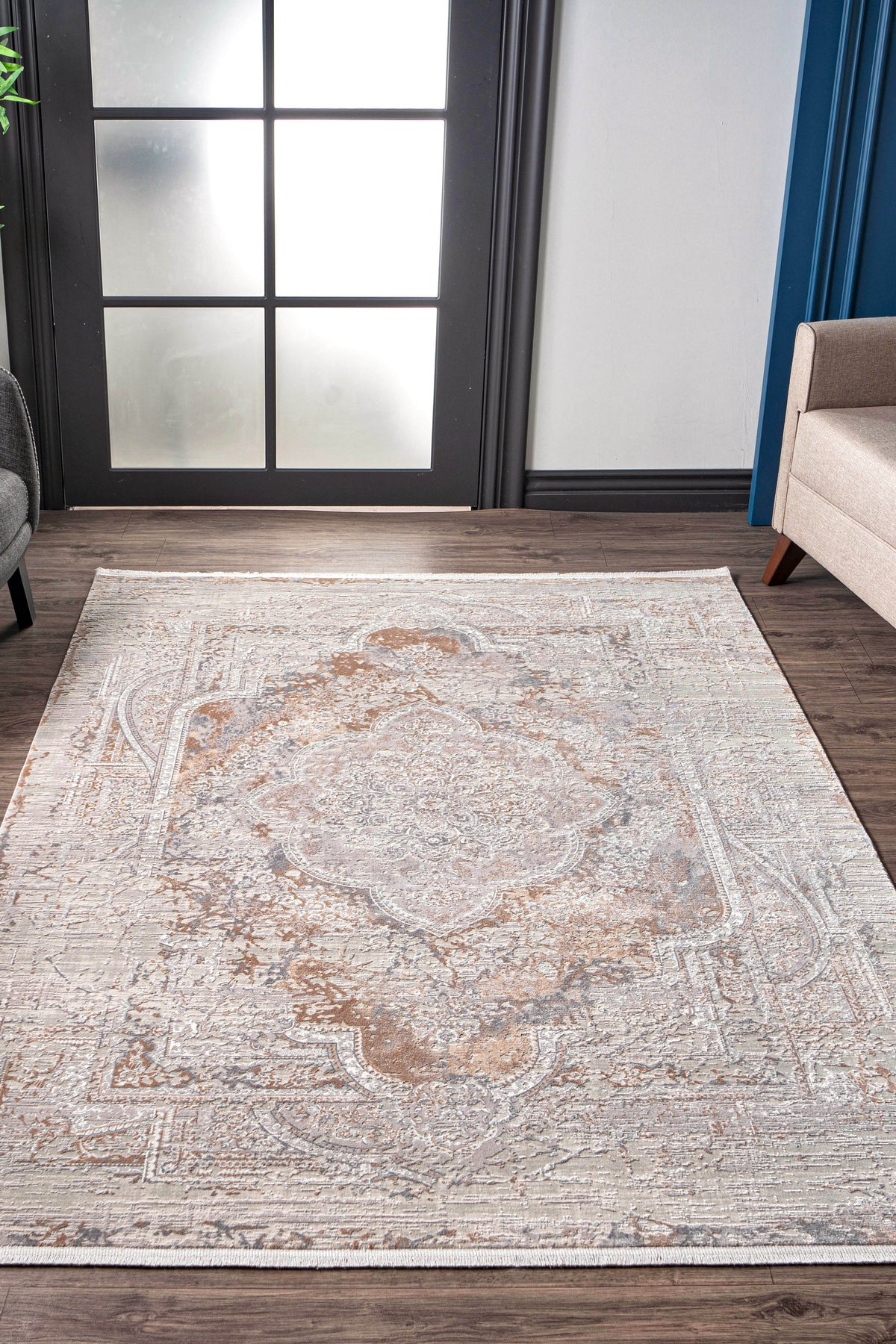 Kristal Koleksiyonu MD003 Bej Tüy yumuşaklığında Modern Desenli Halı