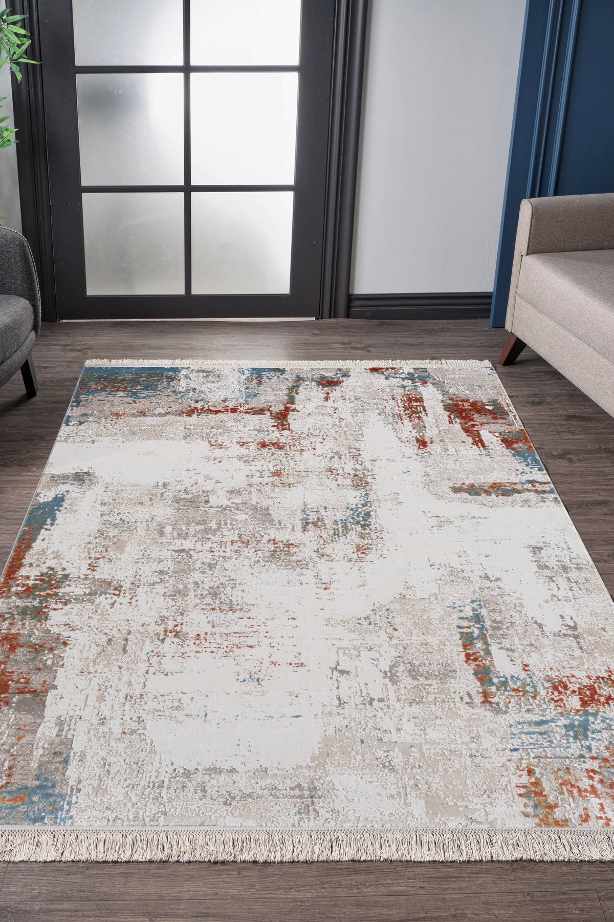 Kristal Koleksiyonu MD005 Bej Yumuşacık dokulu Modern Desenli Halı