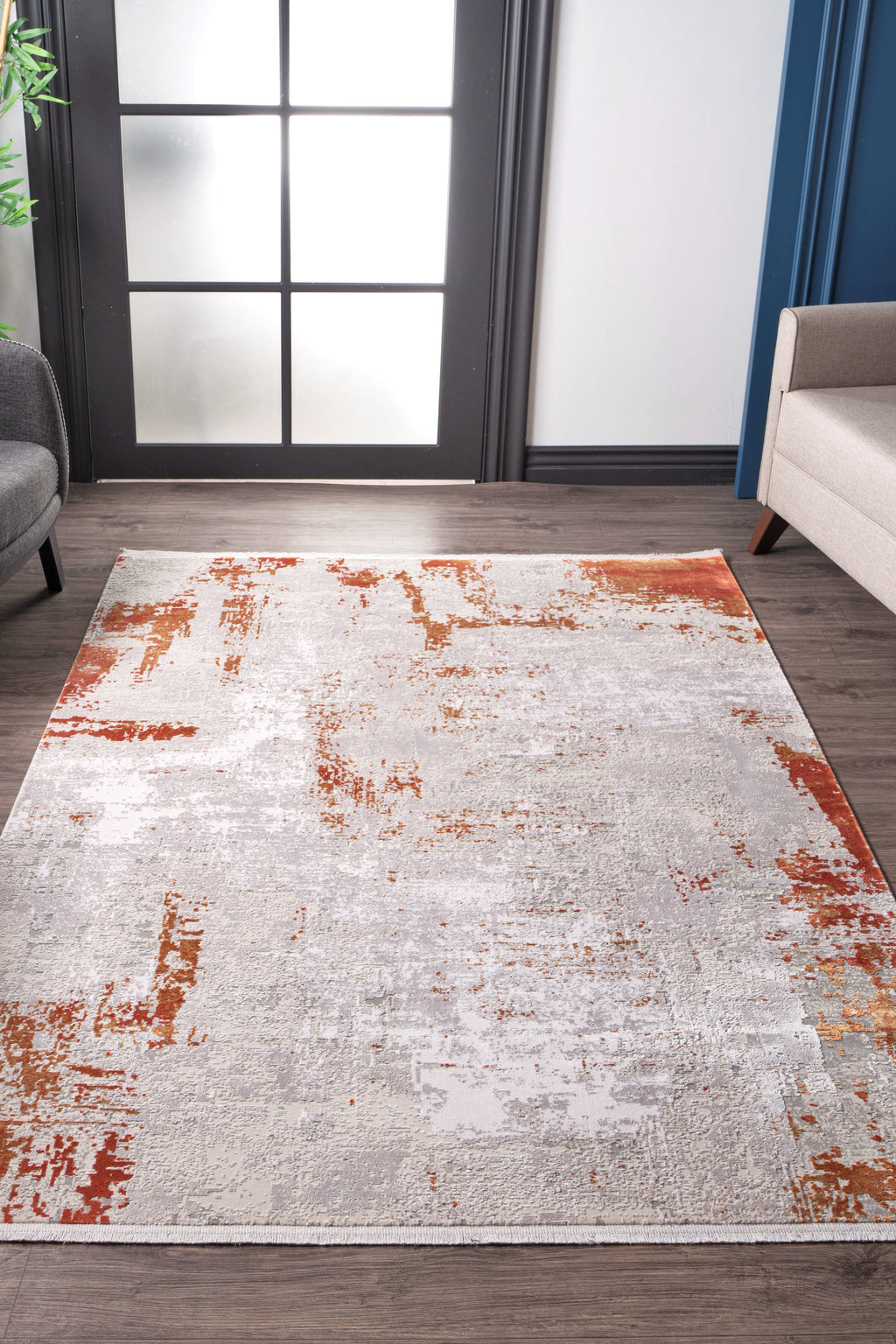 Kristal Koleksiyonu MD008 Bej Keten hissiyatlı Modern Desenli Halı