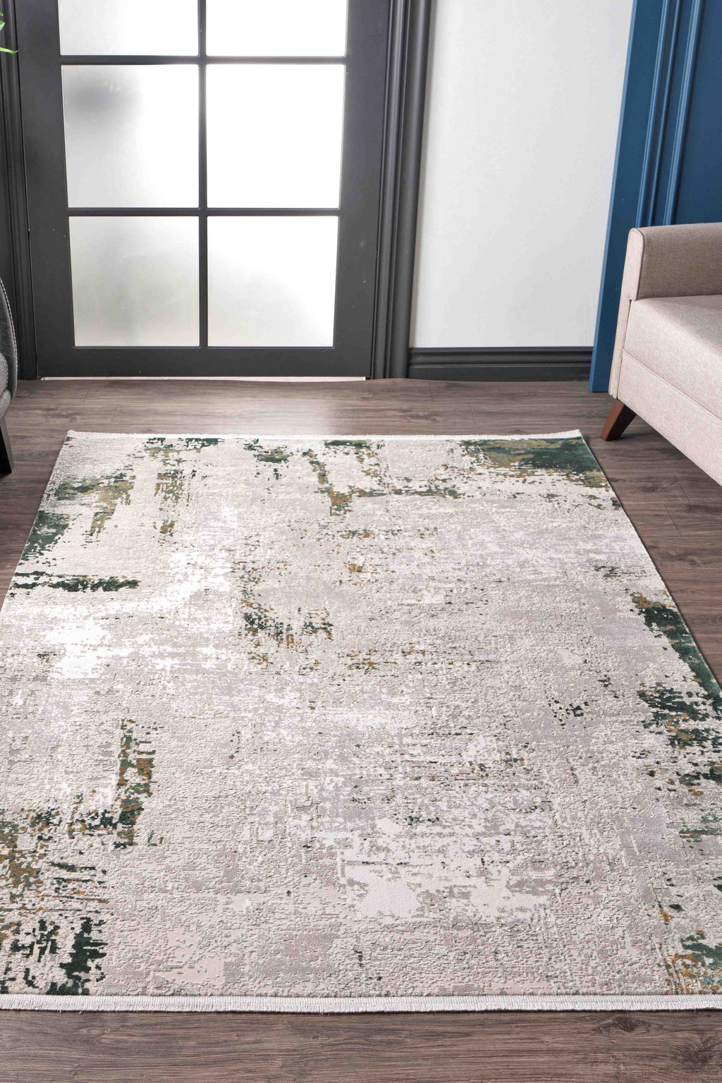 Kristal Koleksiyonu MD009 Bej Dokunuşta yumuşak Modern Desenli Halı
