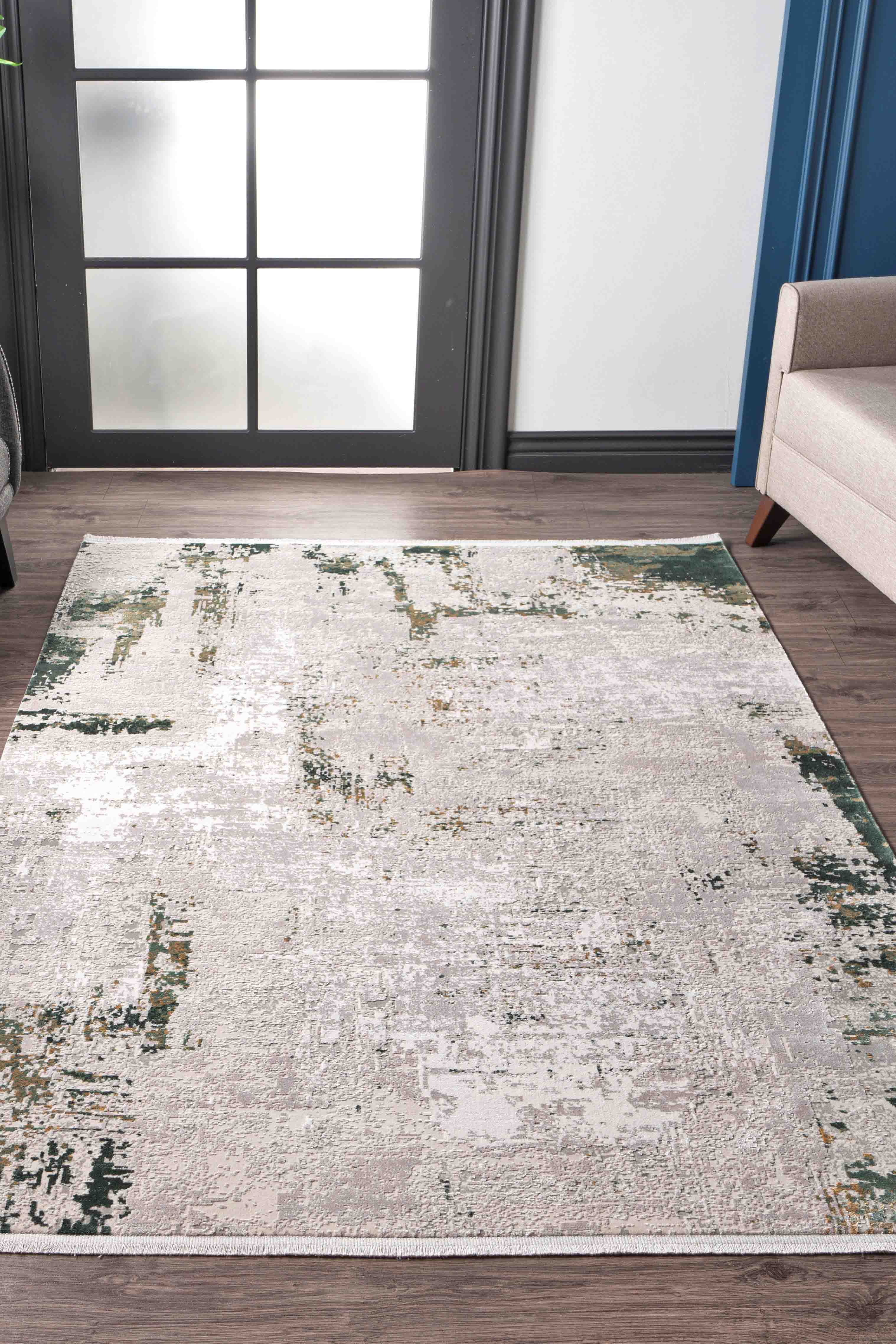 Kristal Koleksiyonu MD009 Bej Dokunuşta yumuşak Modern Desenli Halı