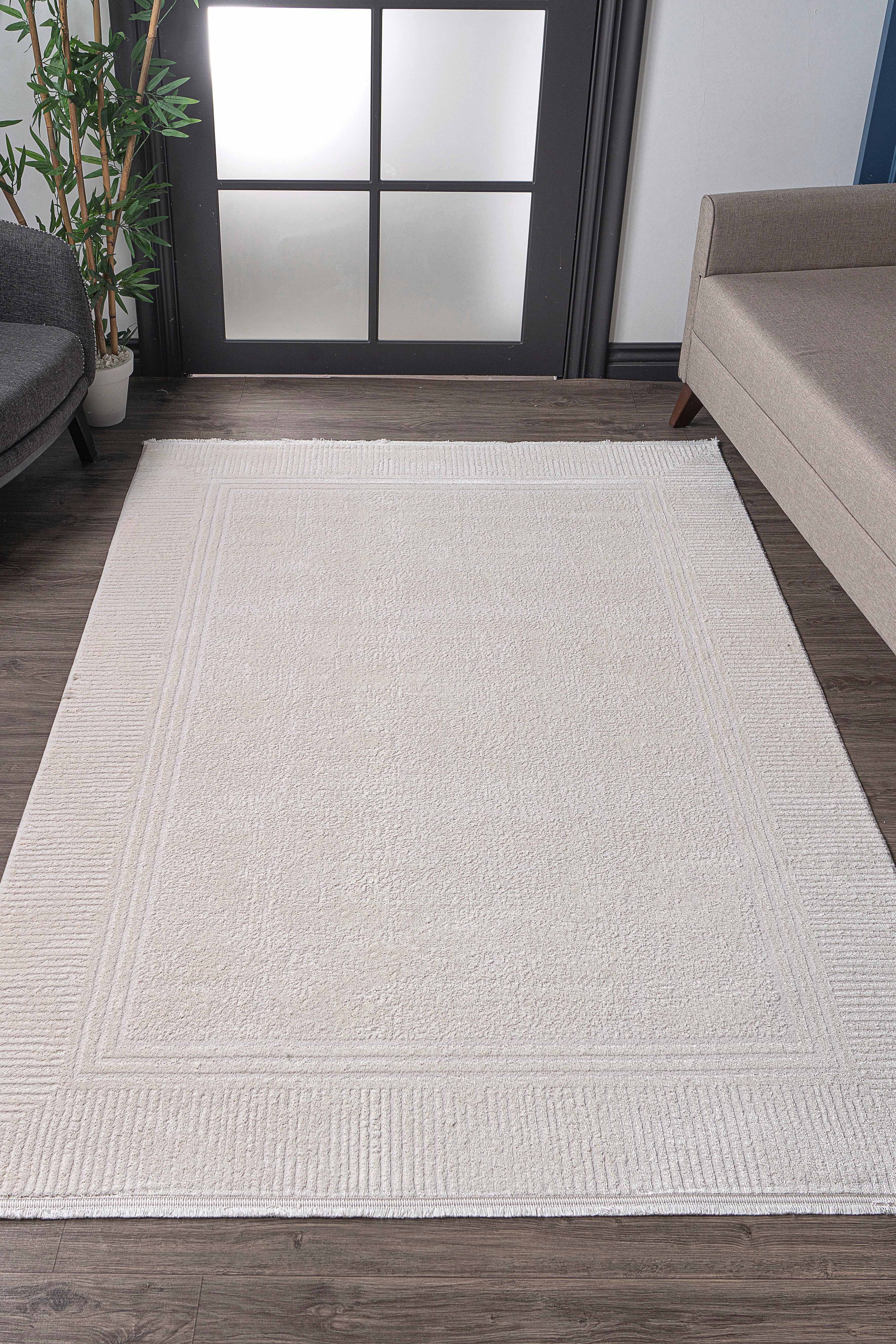 Vizon Serisi UV004 Krem Modern Desenli Halı